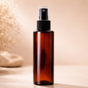 100ml Amber Mist Spray Bottle – Best Premium UV-Protective Cosmetic Packaging with Black & White Cap