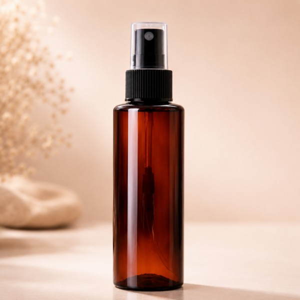 100ml amber mist spray bottle black cap featured