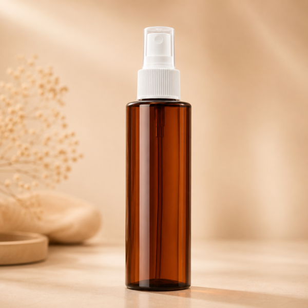 100ml amber mist spray bottle white cap