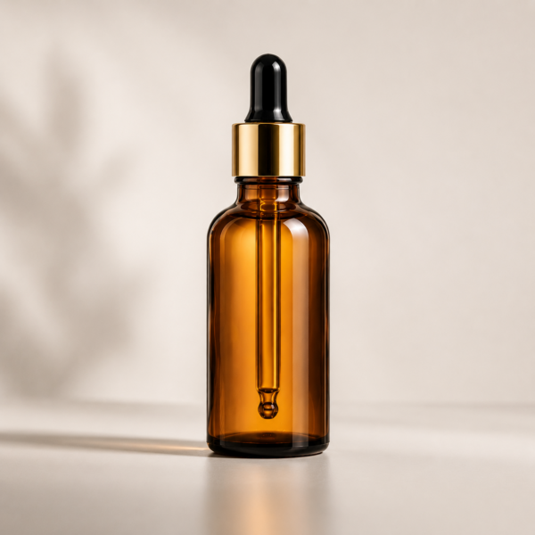 50ml amber glass dropper bottle golden cap serum