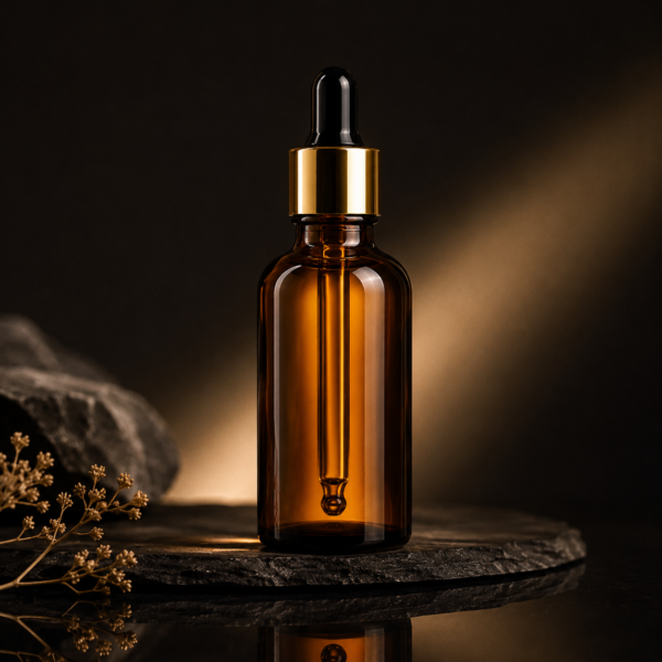 50ml amber glass dropper bottle golden cap premium