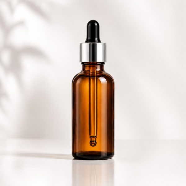 50ml amber glass dropper bottle silver cap