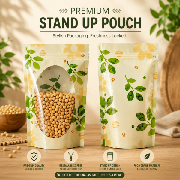 floral design stand up pouch premium quality