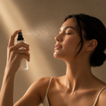 100ml frosted mist spray bottle in use black cap