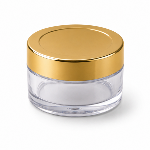 25gm clear acrylic san jar golden cap bulk