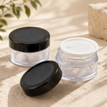 25gm clear acrylic san jar black cap lifestyle