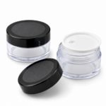 25gm clear acrylic san jar black cap open view