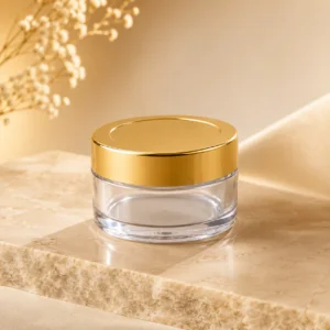 25gm Clear Acrylic SAN Jar with Golden Cap – Premium Cosmetic Cream Jar