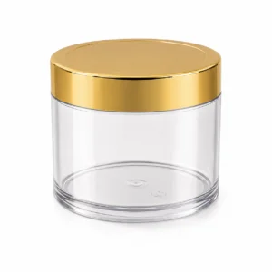 100gm SAN Jar with Golden Cap – Best Premium Transparent Cosmetic Cream Container