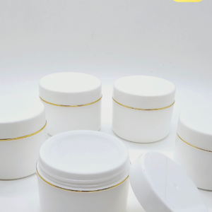 50g Double Wall White Jar with Inner Cap & Golden Line – Premium Cosmetic Container