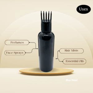 Black hair oil bottle uses - 100ml comb cap bottle for hair oils and treatments
