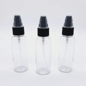 50ml Transparent Bottle with Black Cream Pump Cap – Clear PET Lotion Dispenser