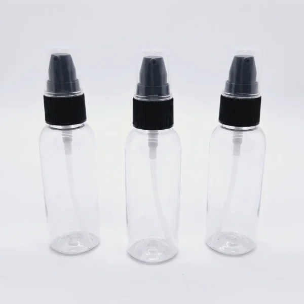 50ml transparent bottle with black cream pump cap
