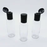 50ml transparent flip top bottle with black flip top cap and inner cap