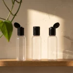 50ml transparent flip top bottle clear PET bottle for hair oil and shampoo