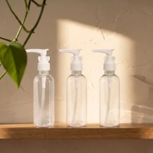 50ml transparent pump bottle for lotion moisturiser serum and hair oil