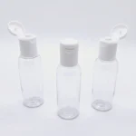 50ml transparent bottle with white flip top cap clear PET with inner cap