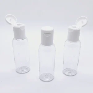 50ml Transparent Bottle with White Flip Top Cap – Clear PET with Inner Cap