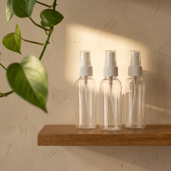 50ml transparent bottle with white spray cap