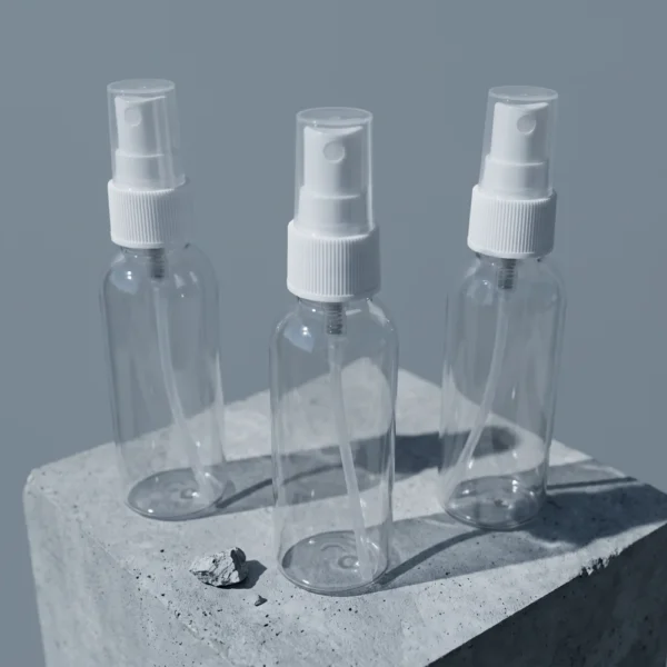 50ml transparent bottle with white spray cap