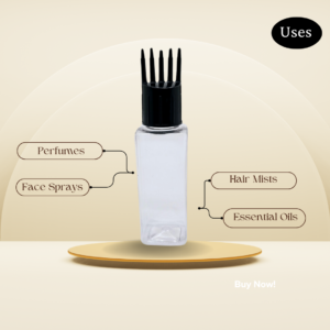 Square hair oil bottle uses - 50ml comb cap bottle for hair oils and serums