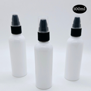 100ml White Bottle with Black Cream Pump Cap