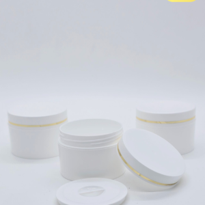 25g Double Wall White Jar with Golden Line Cap
