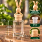 transparent car perfume bottle dimensions 3.8 cm bottle 5.9 cm with cap 3 cm wide 1.6 cm deep