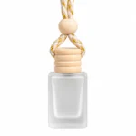 frosted car perfume bottle 10ml frosted glass with wooden cap and hanging rope
