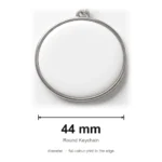 custom printed keychain 44mm diameter size guide