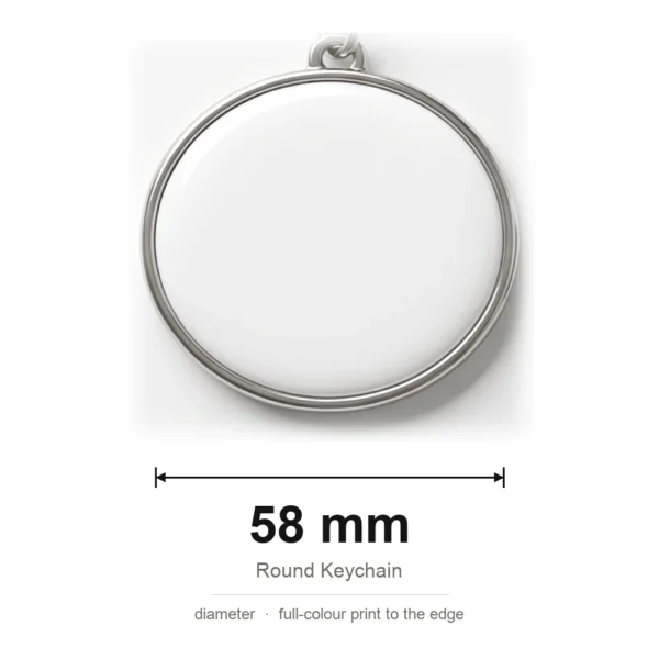 custom printed keychain 58mm diameter size guide