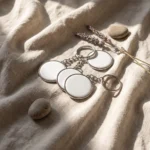 custom printed keychain personalised keychains on linen