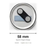 custom printed magnet badge 58mm diameter size guide