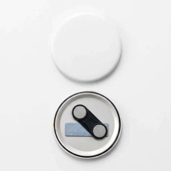 custom printed magnet badge blank white face with magnetic back