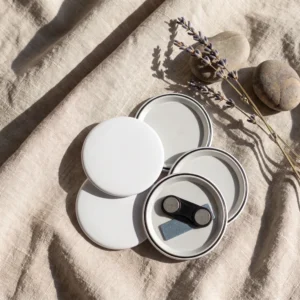 custom printed magnet badge personalised magnet badges on linen