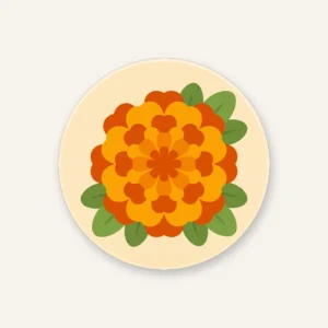 Diwali Marigold Design – Magnet, Keychain or Pin Badge